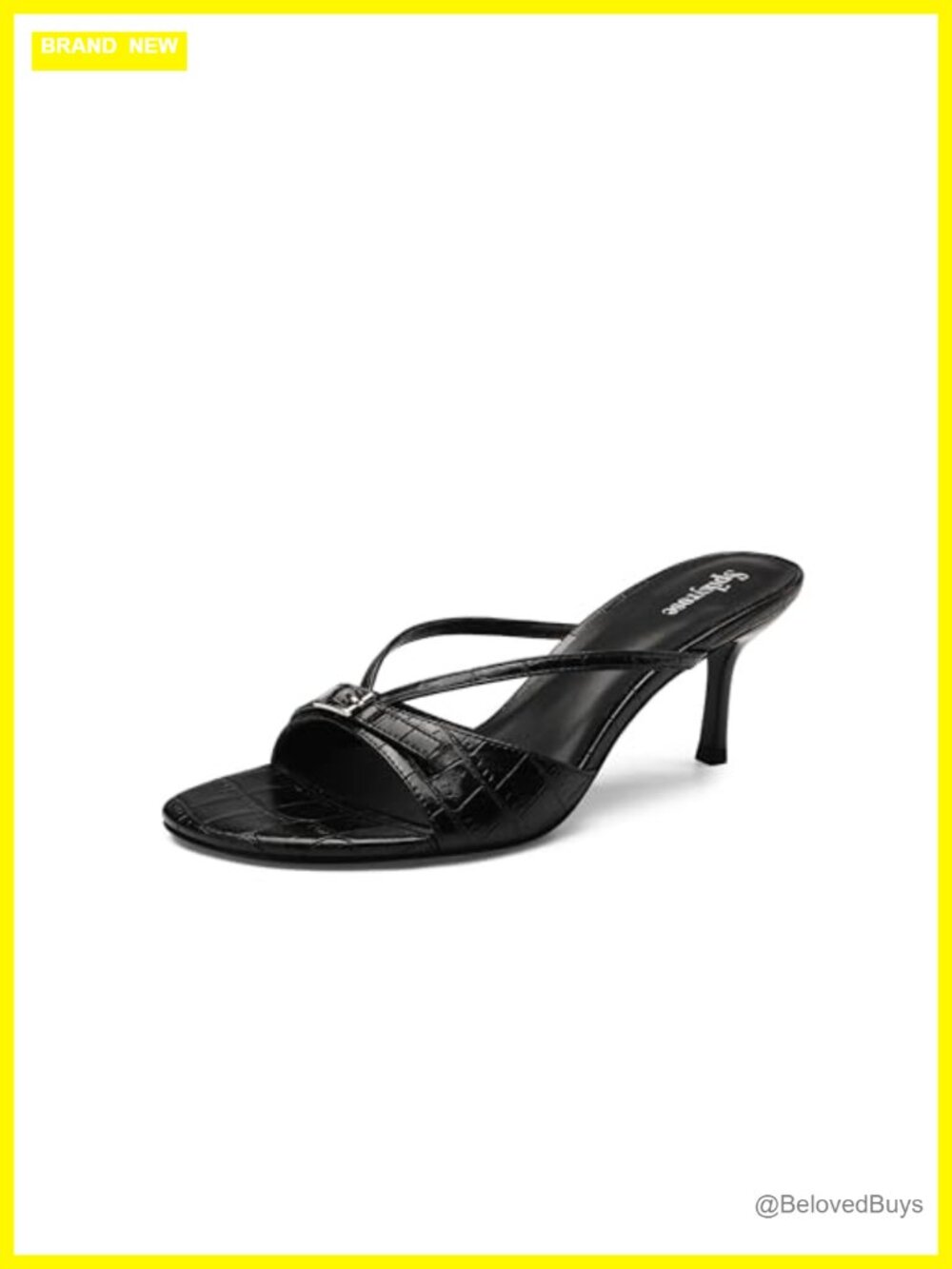 Croc Embossed PU Heeled Sandals Crisscross Stiletto Open Toe